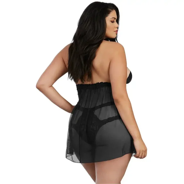 Sexy Sheer Lace Halter Neck Babydoll Set - Image 2