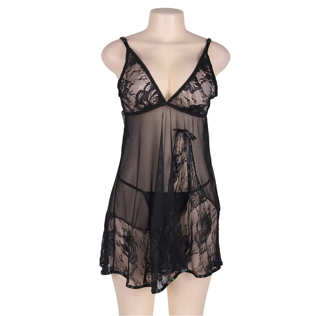 BD-20BK_3.webp Soft Lace See through Babydoll Nightwear - Image 3