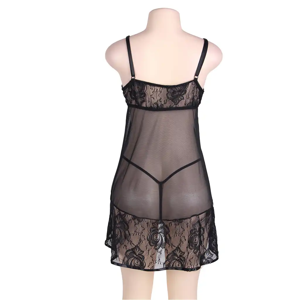 BD-20BK_4.webp Soft Lace See through Babydoll Nightwear - Image 4