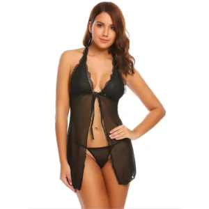 Sexy Babydoll See Through Front Knot Lingerie