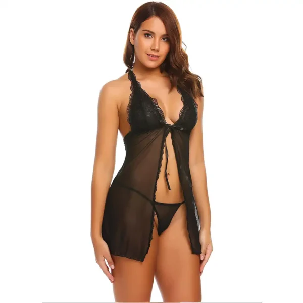 Sexy Babydoll See Through Front Knot Lingerie - Image 2