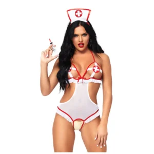 Sexy night shift hot nurse open crotch costume