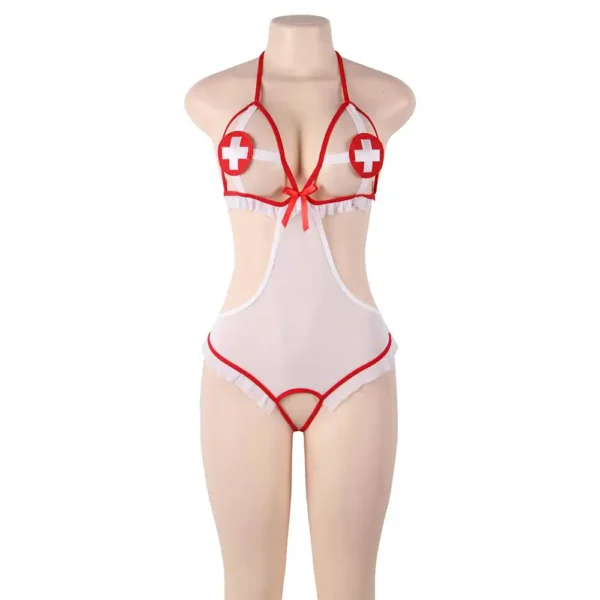 Sexy night shift hot nurse open crotch costume - Image 3