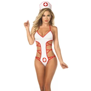 Sexy Nurse Roleplay One-Piece Bondage Teddy