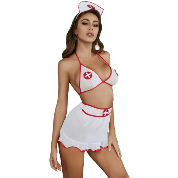 Women Sexy Nurse Costume Role Play Lingerie set