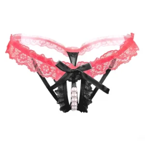 Women's Sexy Crotchless Pearl Design Panty