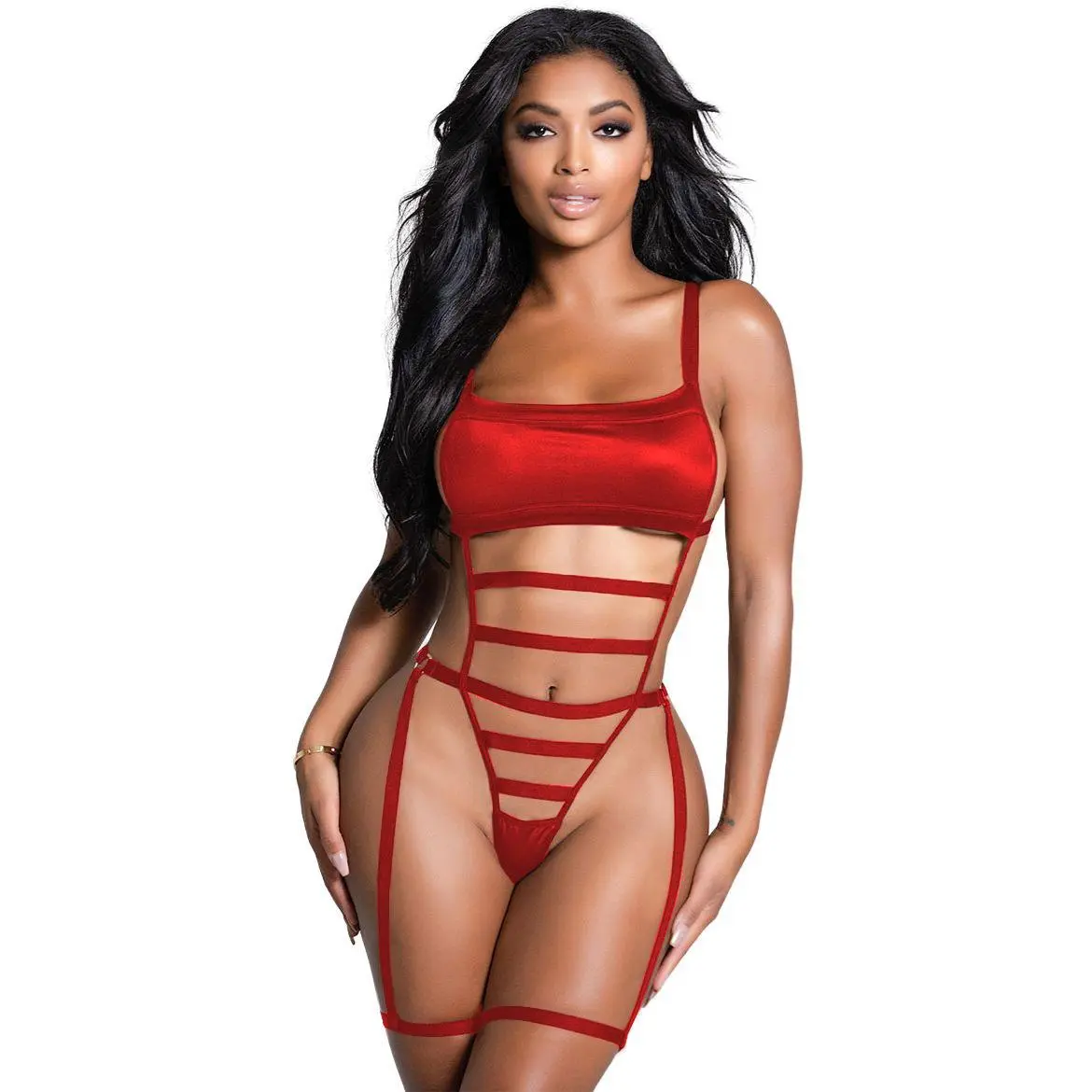 Women's Bondage Harness Teddy Lingerie Set