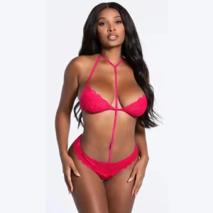 Women sexy tied by lace abstract bra and panty