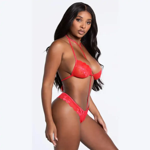 Women sexy tied by lace abstract bra and panty - Image 2