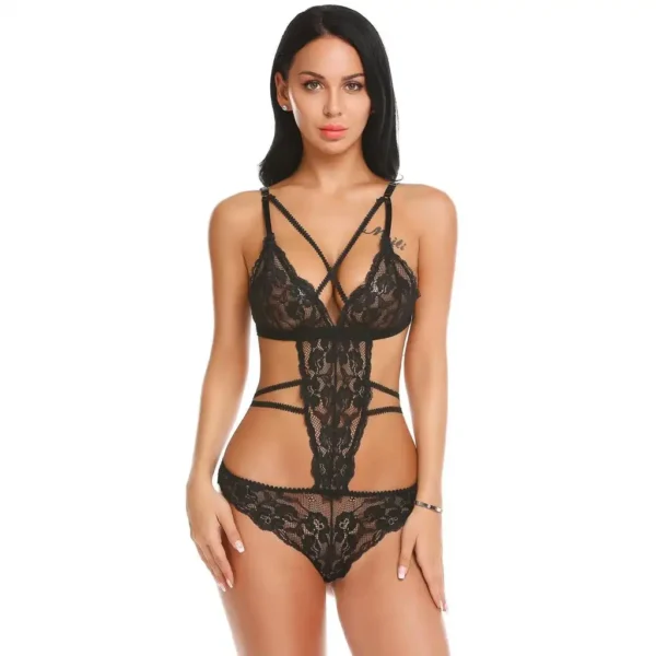 Women’s Sexy Crisscross Lace Monokini Teddy