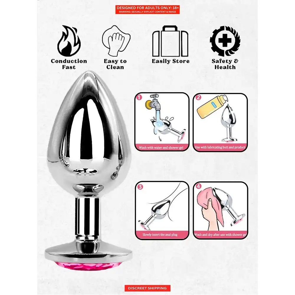 Stainless Steel Diamond Anal Plug - Image 2