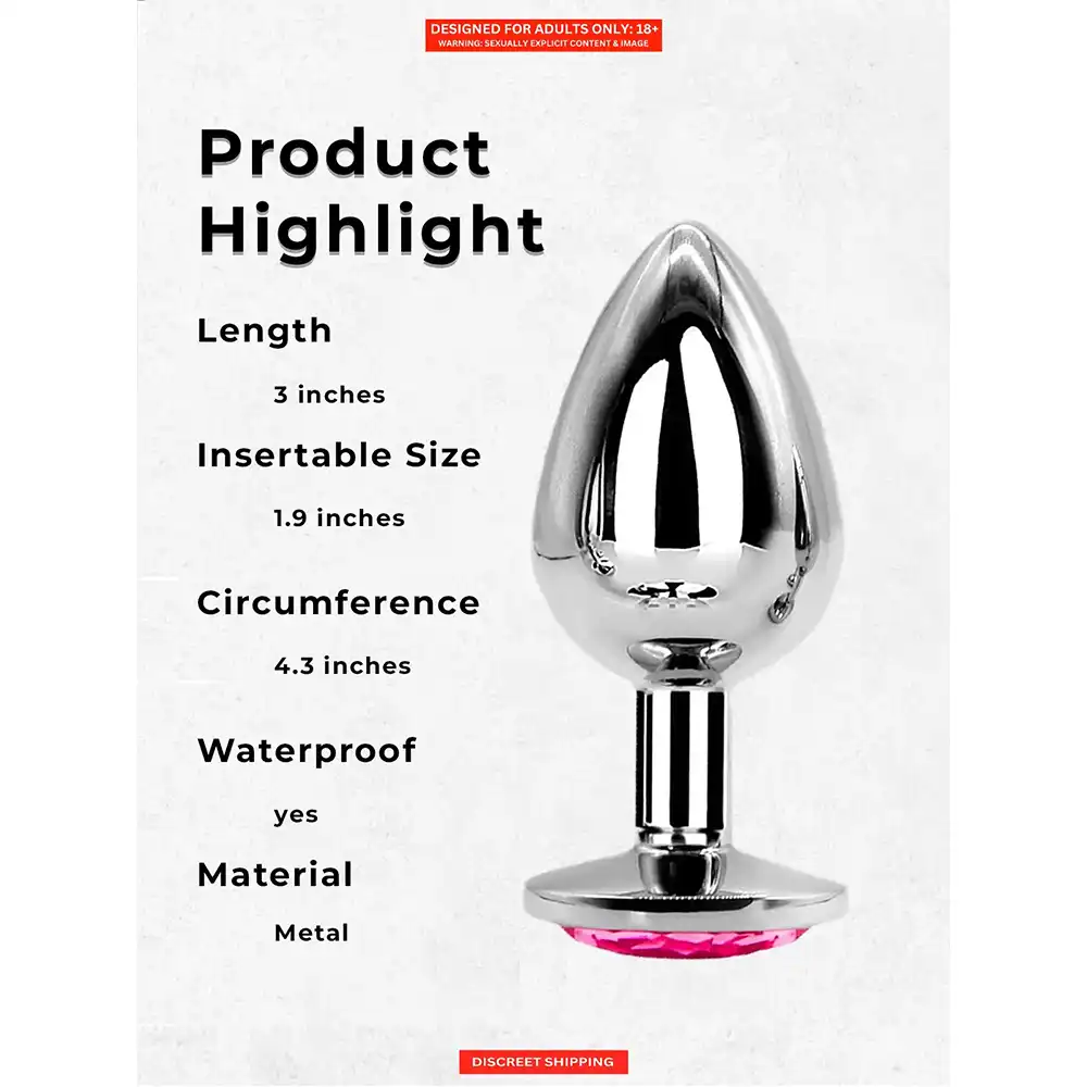 Stainless Steel Diamond Anal Plug - Image 3