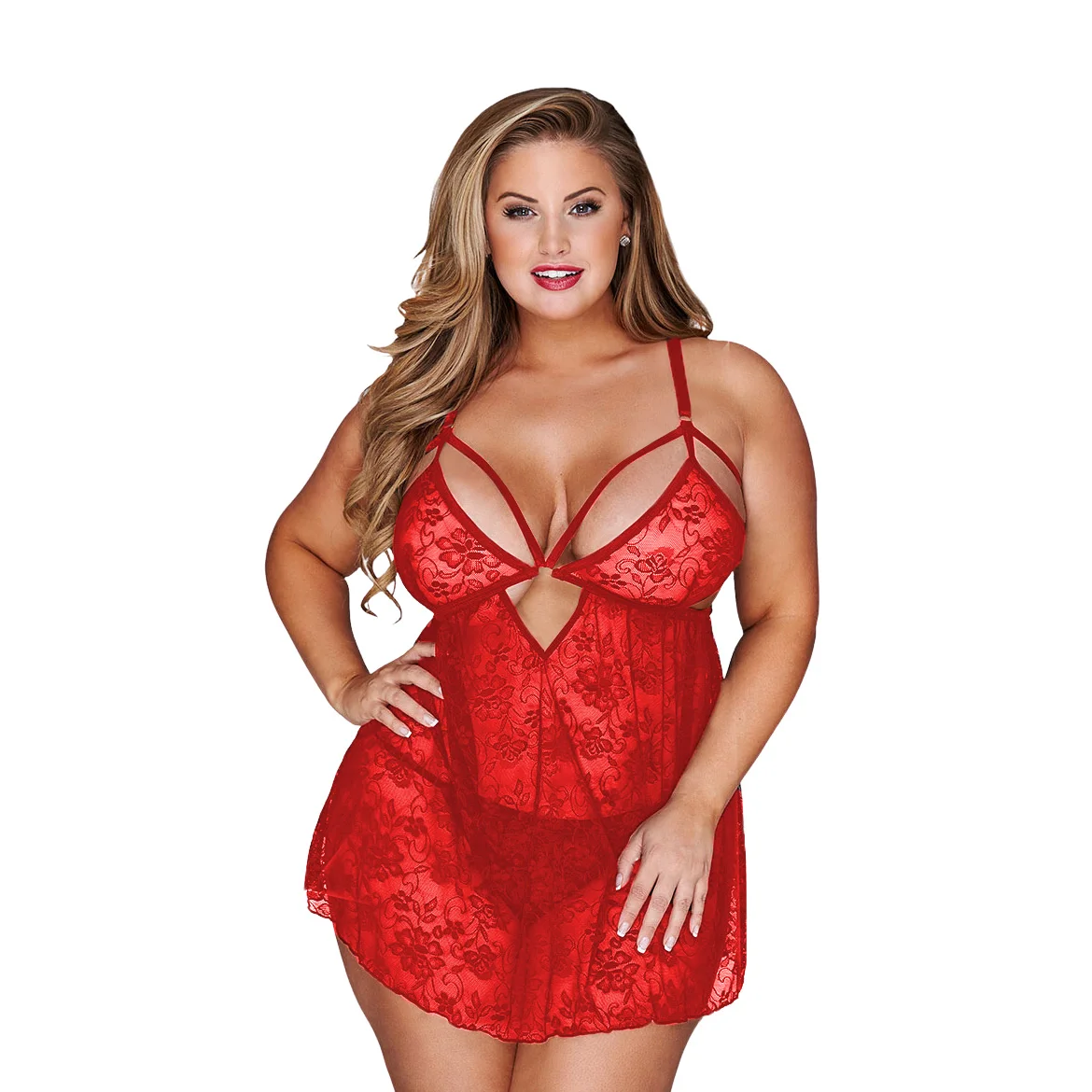 Women's Curvy Hot Keyhole Babydoll Nightwear