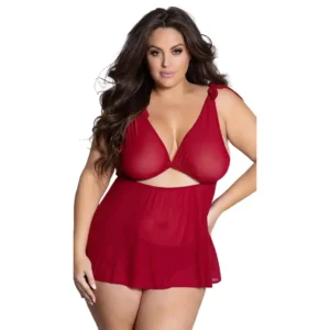 Shoulder Knot Design See-Through Babydoll