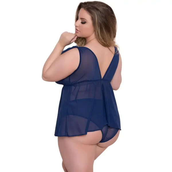 Shoulder Knot Design See-Through Babydoll - Image 4