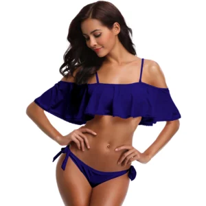 Women's Cold Shoulder Frill Design Bikini