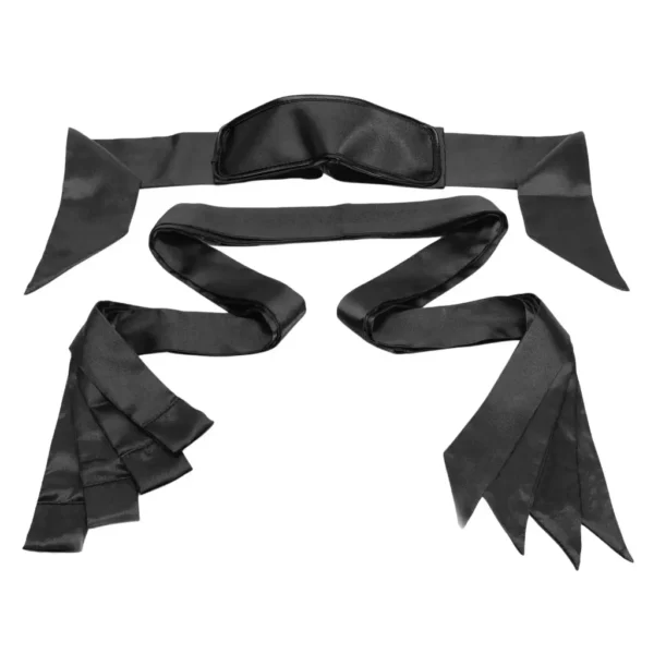 Satin Bed Restraint Kit with Blindfold for BDSM Play - Image 2