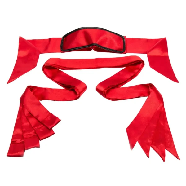 Satin Bed Restraint Kit with Blindfold for BDSM Play - Image 4