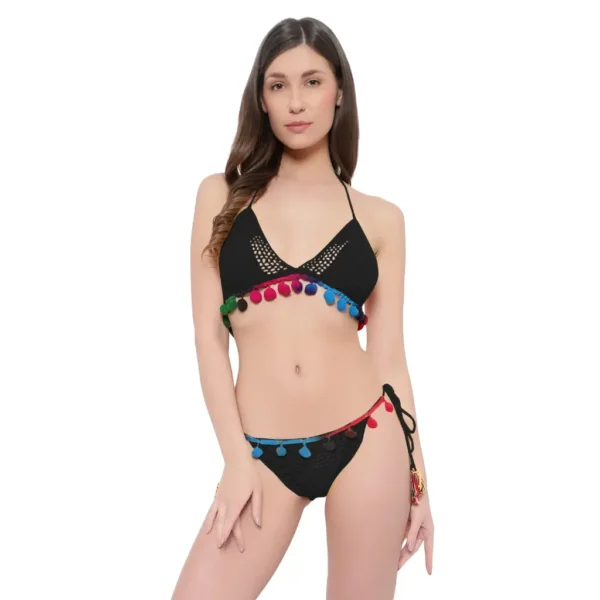 Sexy Tie-Side Crochet Lingerie with Tassels - Image 3