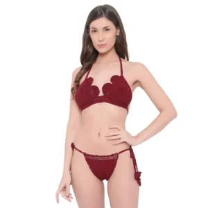 Sexy Cotton Crochet Tie-Side Lingerie Set