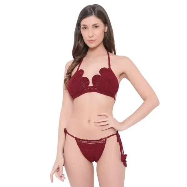 Sexy Cotton Crochet Tie-Side Lingerie Set