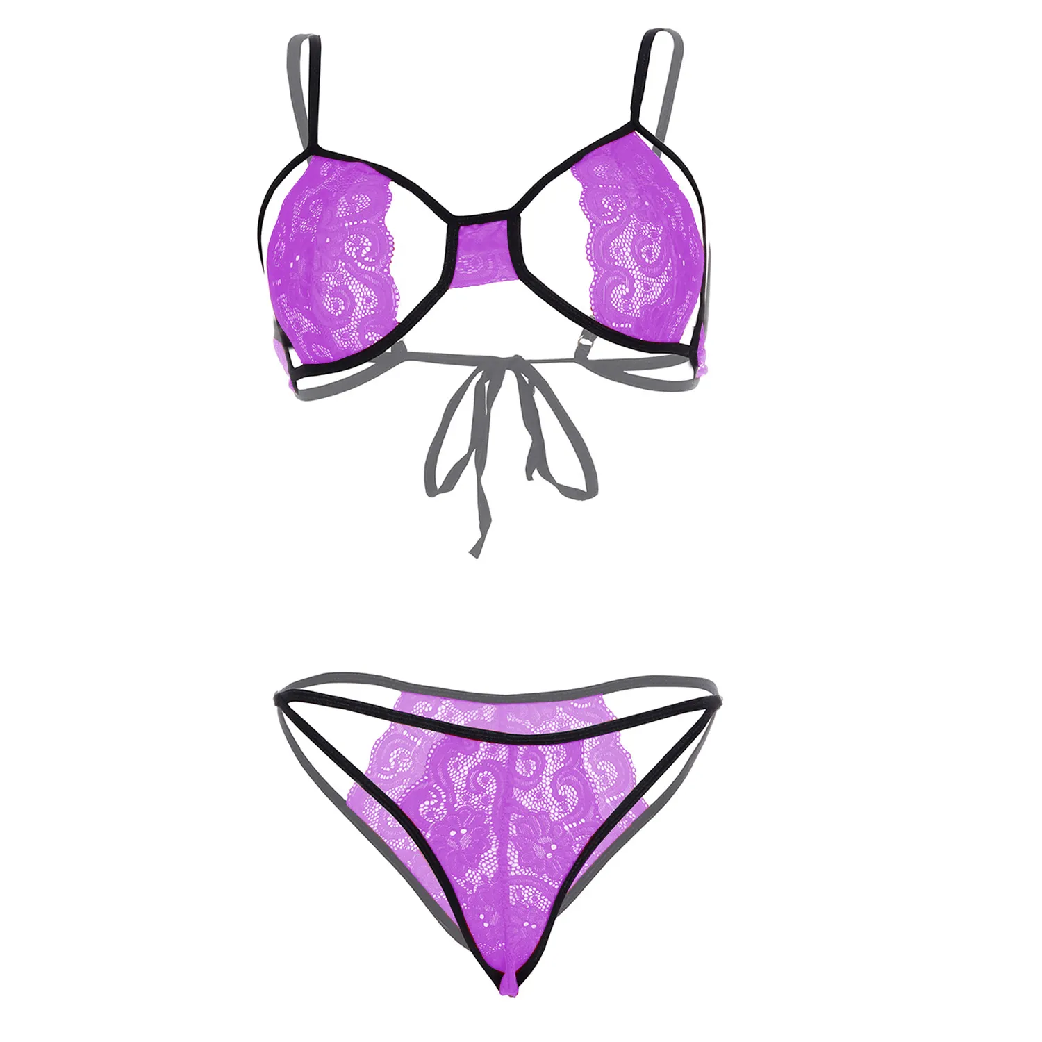 Women's Luxe Lace Design Purple Bra & Panty Set