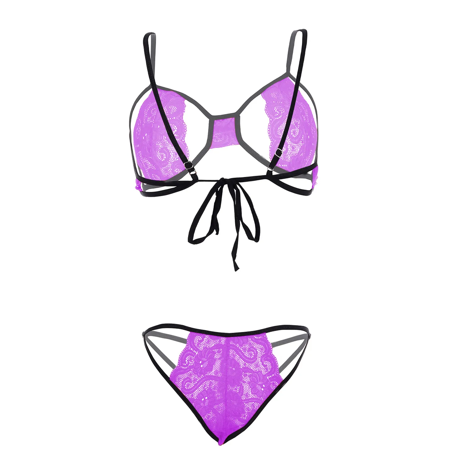 Women's Luxe Lace Design Purple Bra & Panty Set - Image 2