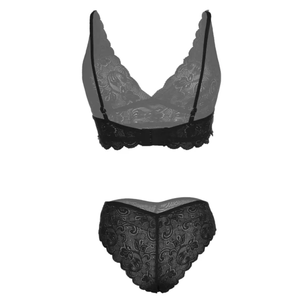 Women's Bridal Lace Black Bra and Panty Set - Image 2