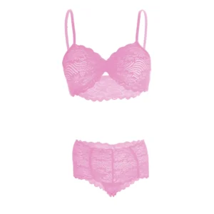 Women's Lace Bra and Panty Pink Lingerie Set