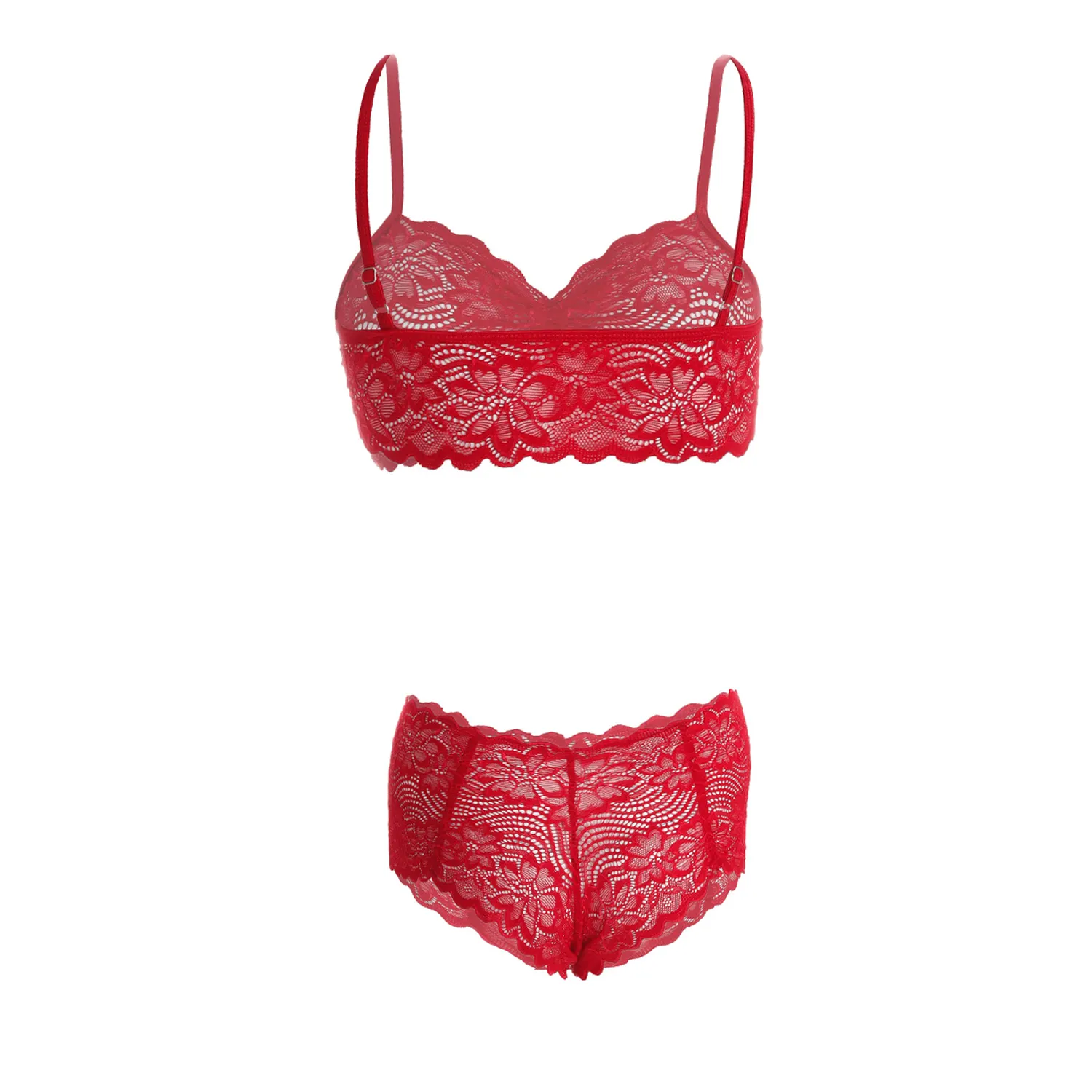 Women's Lace Red Bra and Panty Lingerie Set - Image 2