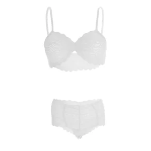 Women's Lace Bra and Panty White Lingerie Set