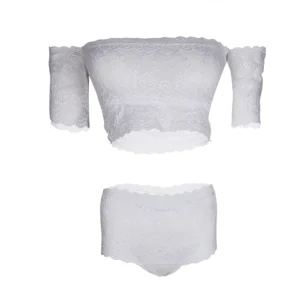 Women's Off Shoulder Bralette White Bra & Panty