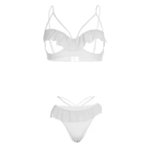 Lace Open Sling Women White Bra and Panty Set