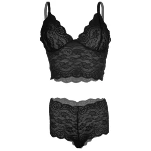 Women's Lace Black Bra and Panty Lingerie Set