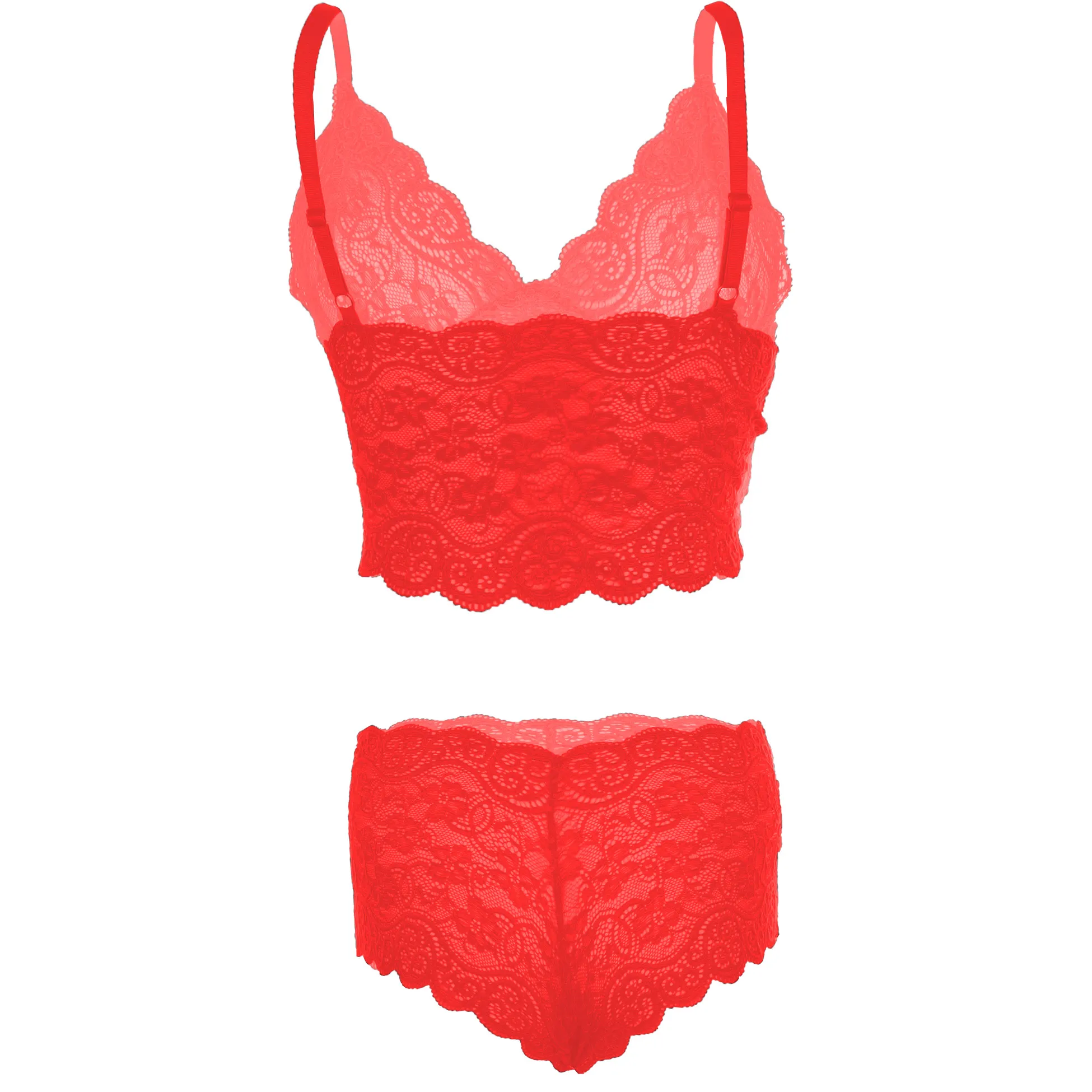 Women's Lace Red Bra and Panty Lingerie Set - Image 2