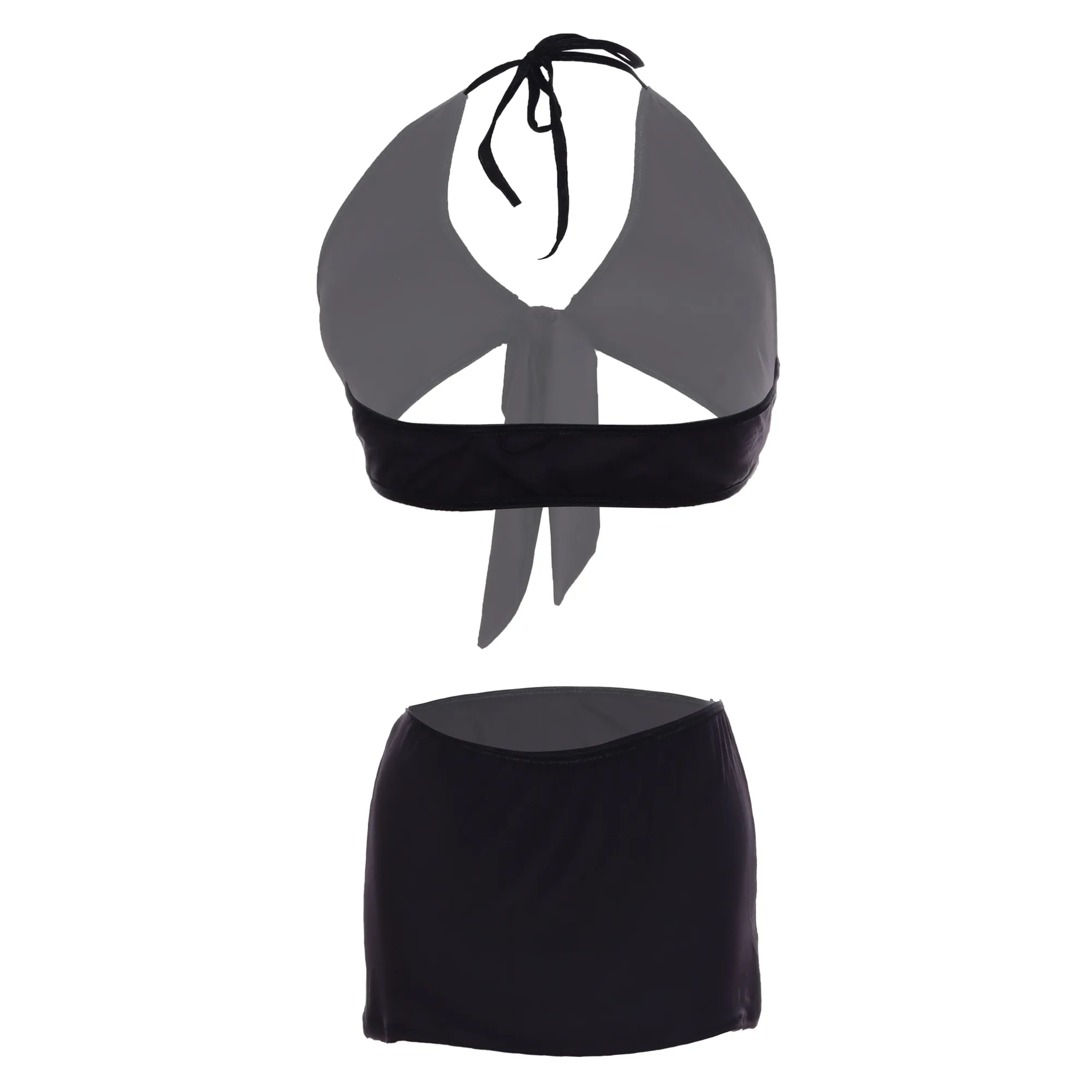 Women Knot Bra Short skirt Black Lingerie Set - Image 2