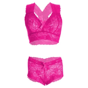 Women Seamless Romance Pink Bra and panty Set
