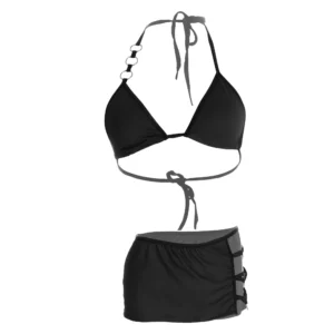 Women's Black Bra and Short Skirt Lingerie Set