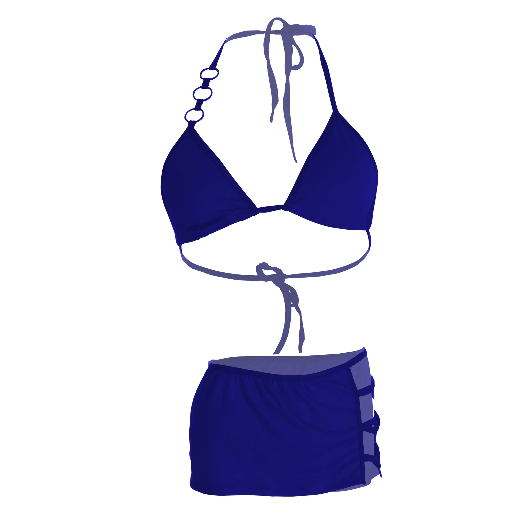 Women's Navy Bra and Short Skirt Lingerie Set