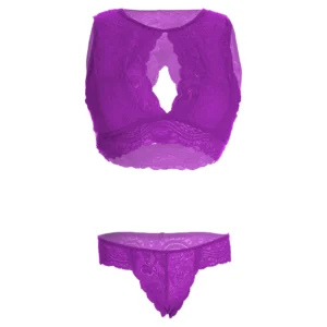 Women Keyhole Bralette & Thong Purple Lingerie