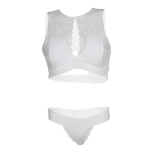 Women Keyhole Bralette & Thong White Lingerie