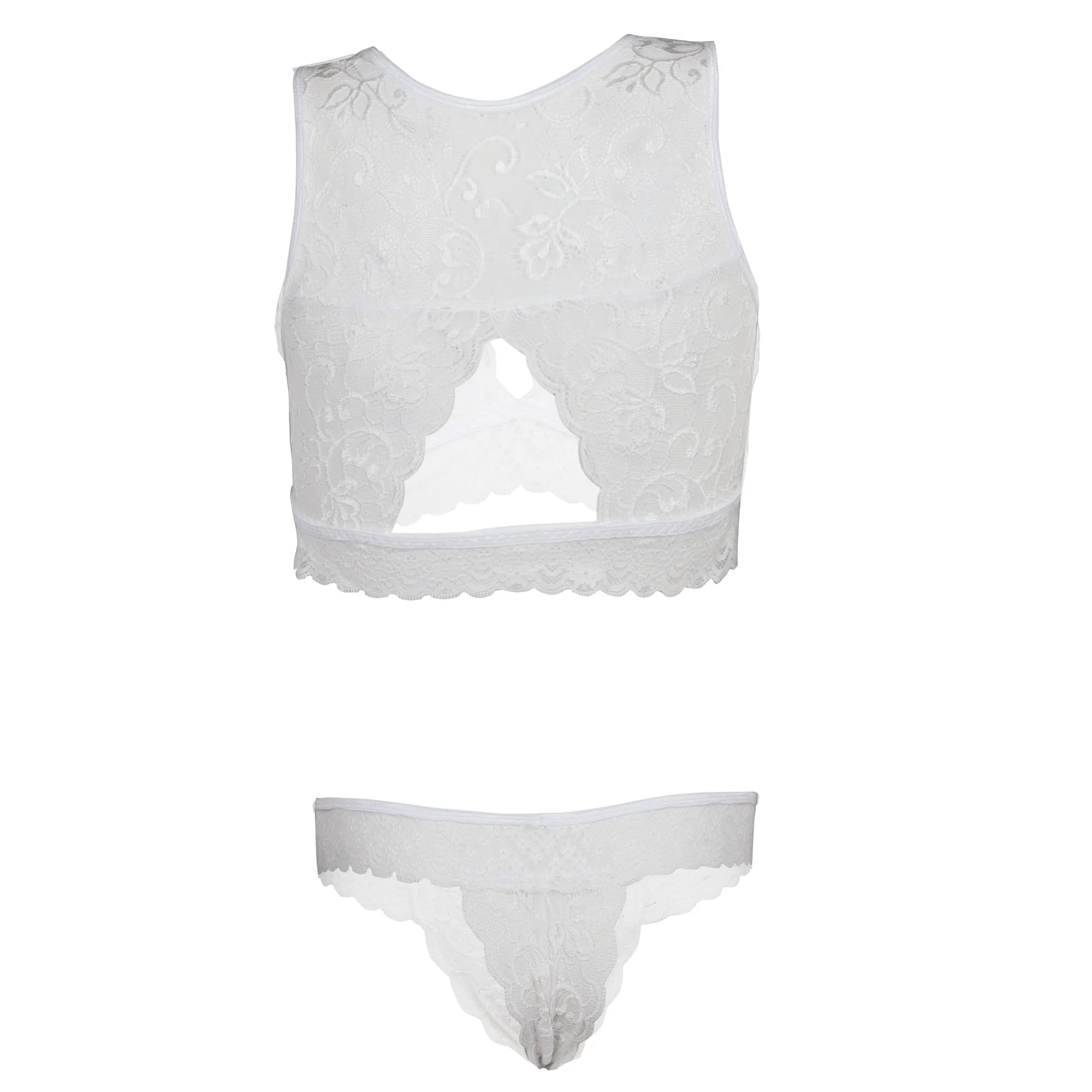 Women Keyhole Bralette & Thong White Lingerie - Image 2
