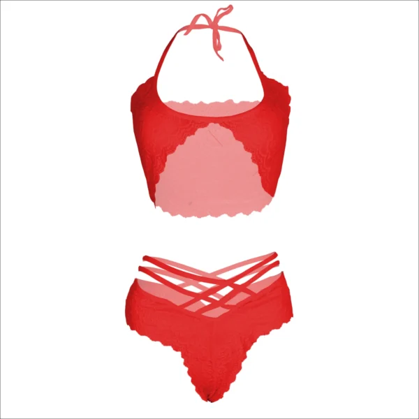 Women's Lace Strap Red Bra & Panty Lingerie Set