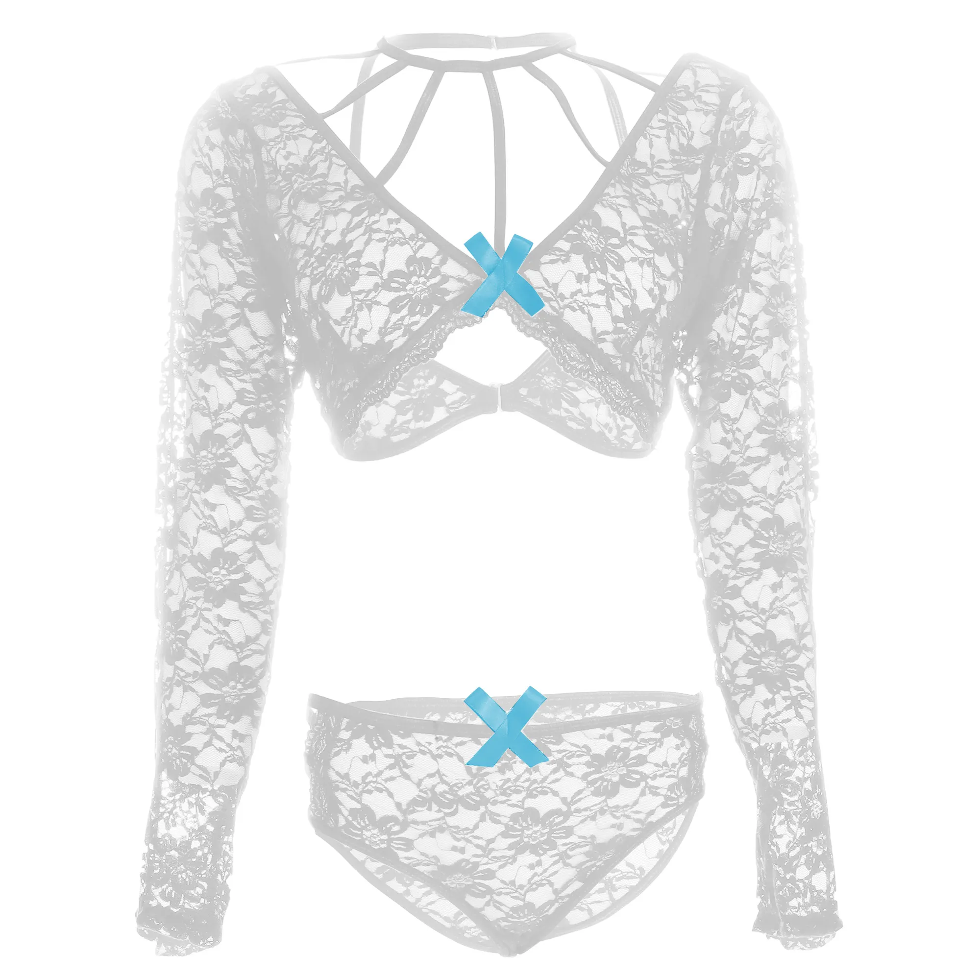 Women Lace CrissCross White Bra & Panty Lingerie