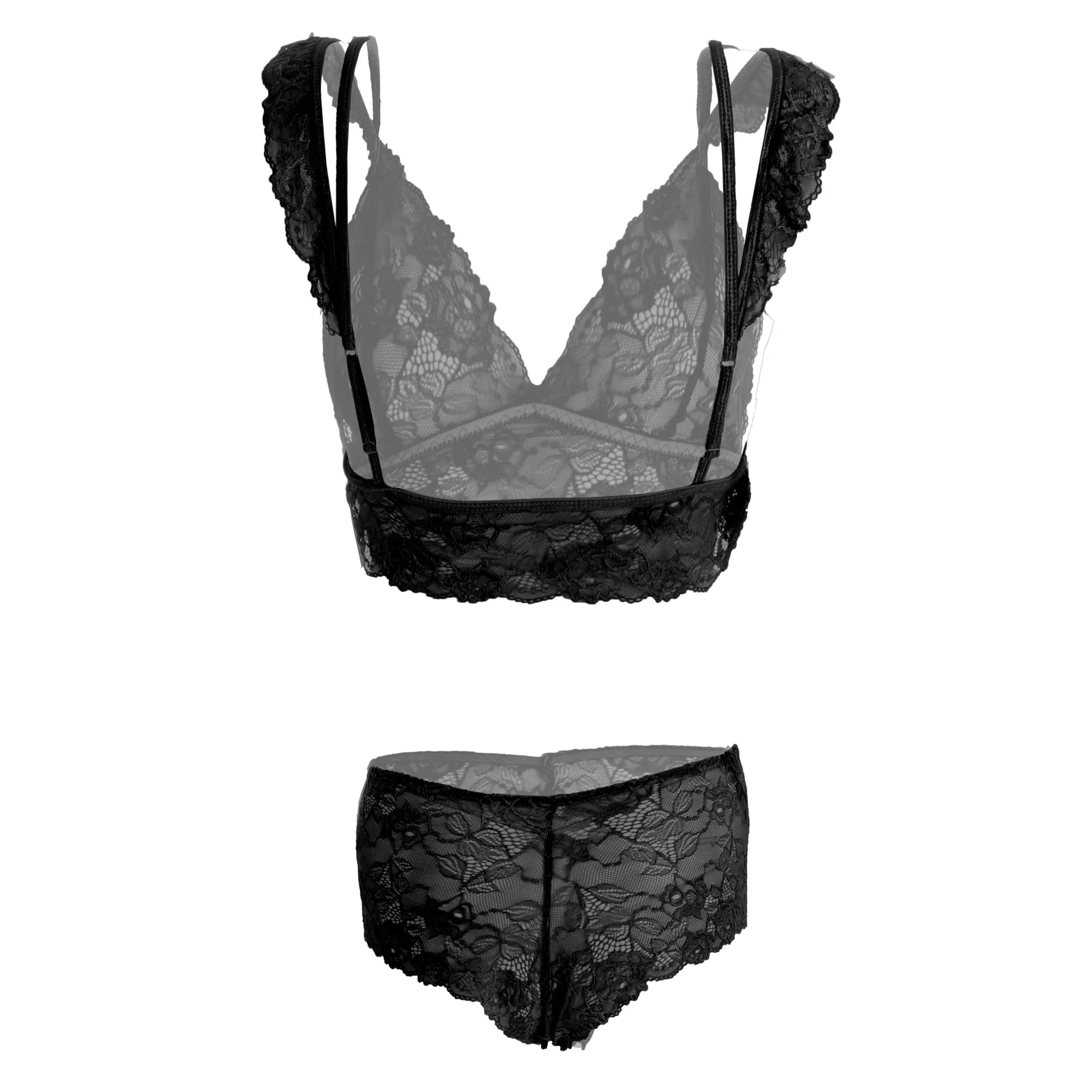 Women Black Ecstasy Lace Bra Panty Lingerie Set - Image 2
