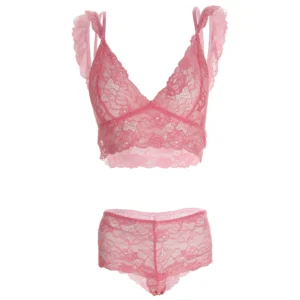 Women Floral Ecstasy Lace Pink Bra Panty Set