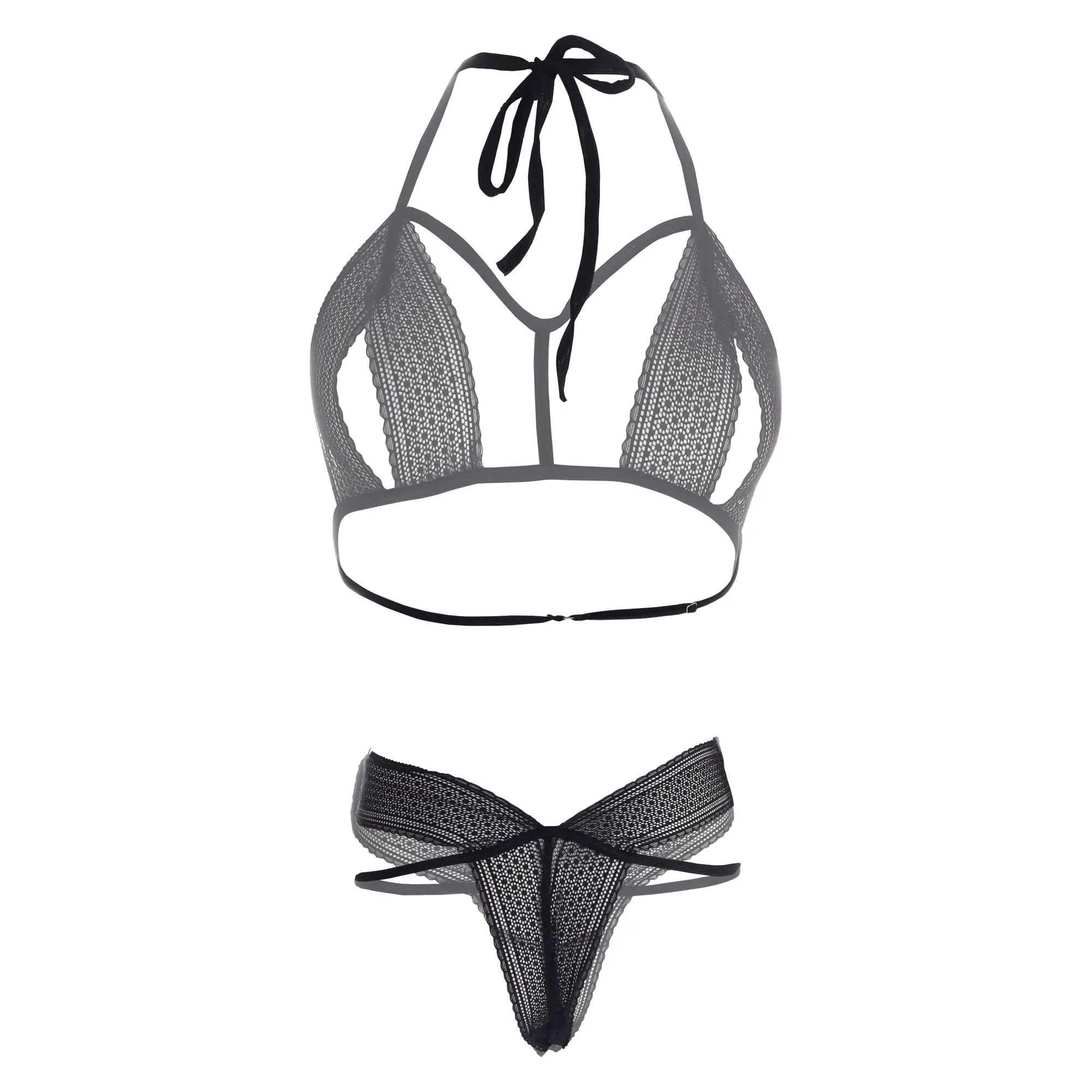 Women Tied in lace cut through Lingerie Set - Image 2
