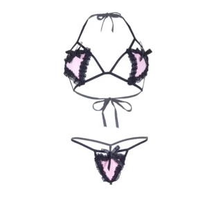 Women's Heart Shaped Black Bra and Panty Set