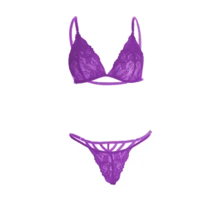 Women Purple Lace Micro Bra and Panty