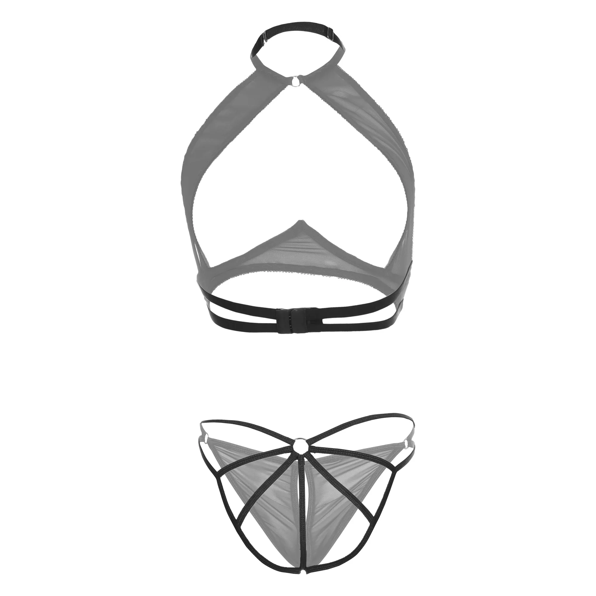 Women Open Crotch Transparent Bra Panty Set - Image 2